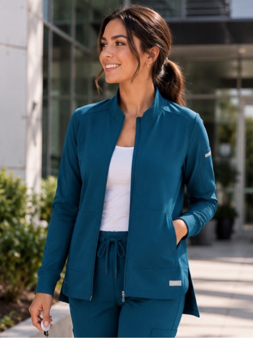 Figs Bellery Scrub Jacket Deep Reef Medium Medical Jacket Like New